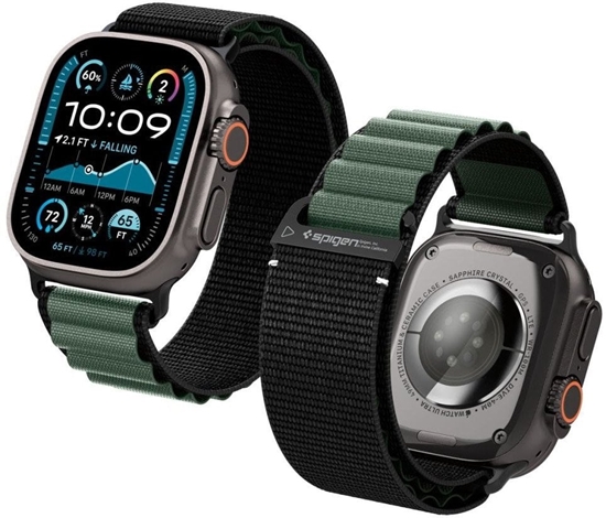 Picture of Pasek Spigen WBF1 Band do Apple Watch 6/7/8/9/10/SE/Ultra 1/2 44/45/46/49mm Black/green