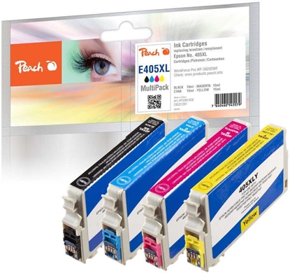 Attēls no Peach PI200-908 nabój z tuszem 4 szt. Zamiennik Wysoka (XL) wydajno Czarny, Cyjan, Purpurowy, óty