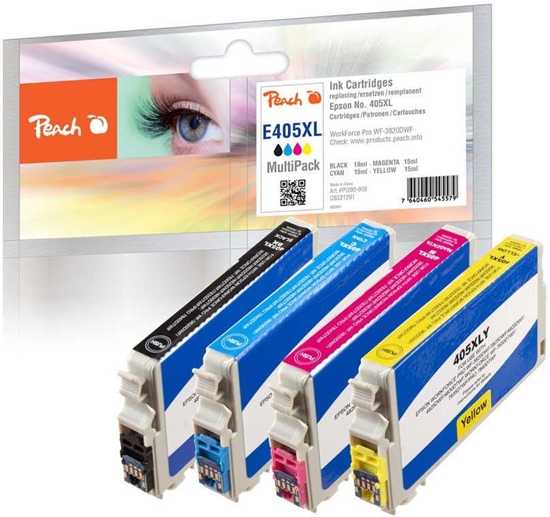 Изображение Peach PI200-908 nabój z tuszem 4 szt. Zamiennik Wysoka (XL) wydajno Czarny, Cyjan, Purpurowy, óty