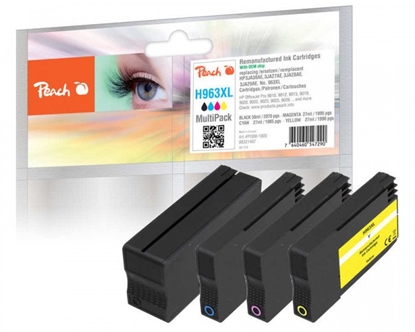 Изображение Peach PI300-1005 tintes kārtridžs 4 pcs Saderība Augsta (XL) produktivitāte Melns, Tirkīzzils, Fuksīns, Dzeltens