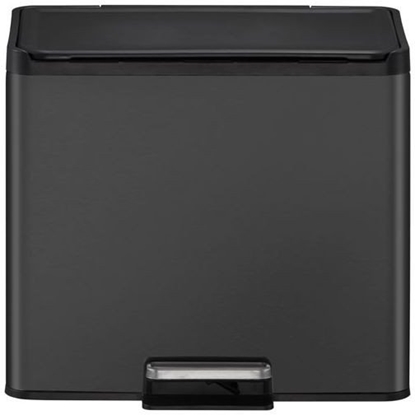 Attēls no Pedal bin, EKO Essential, black, stainless steel, 3-compartment, 3x9 ltr., with soft close lid