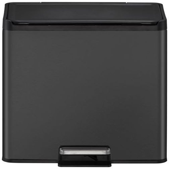 Picture of Pedal bin, EKO Essential, black, stainless steel, 3-compartment, 3x9 ltr., with soft close lid