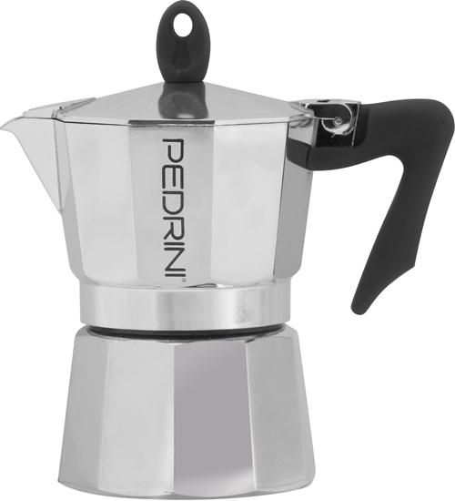 Picture of Pedrini Coffee Maker polished Aluminum 3 Cups silver black (9083-3) (90833)