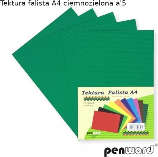 Изображение Penword Tektura falista PENWORD A4 5ark. - ciemnozielona Penword