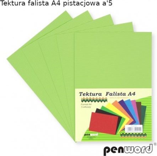 Изображение Penword Tektura falista PENWORD A4 5ark. - pistacjowa Penword