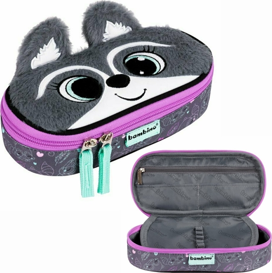 Изображение Piórnik Derform Piórnik saszetka usztywniona z wewntrzn klapk Bambino PC-01 Racoon Szop pracz