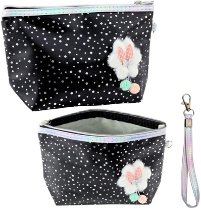 Picture of Piórnik Lean Piórnik Kosmetyczka Kokardka Byszczce Kropki Czarny 23x16cm