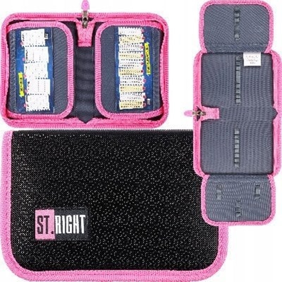 Picture of Piórnik St. Majewski PIORNIK 1ZAM 2KLAP STRIGHT BLACK GLITTER FO FOL