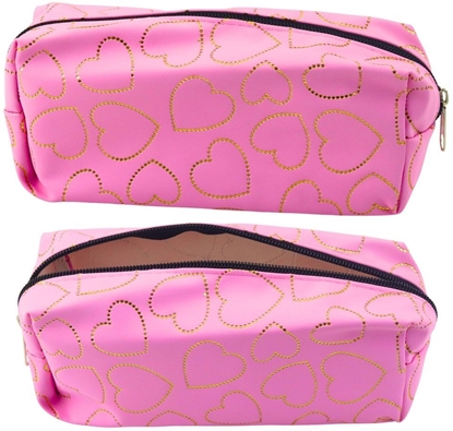 Picture of Piórnik Szkolny Biurowy Jednokomorowy Zote Serca Róowy 20x8 cm LEAN