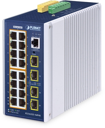 Picture of PLANET IGS-6325-16P4S cza sieciowe Zarzdzany L3 Gigabit Ethernet (10/100/1000) Obsuga PoE Aluminium, Niebieski