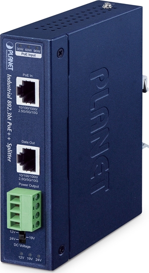 Picture of PLANET IP30 Industrial Single-Port 10Gbps 802.3bt PoE++ Splitter 24 V