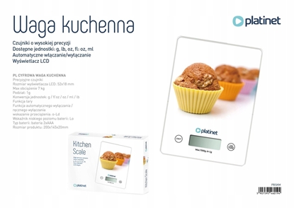 Picture of PLATINET WAGA KITCHEN SCALE 7KG 200x145x20MM MUFFIN 46019