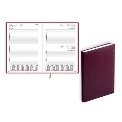 Изображение Plānotājs 2026.gadam EKO Manager A5, diena, mākslīgā āda, bordo