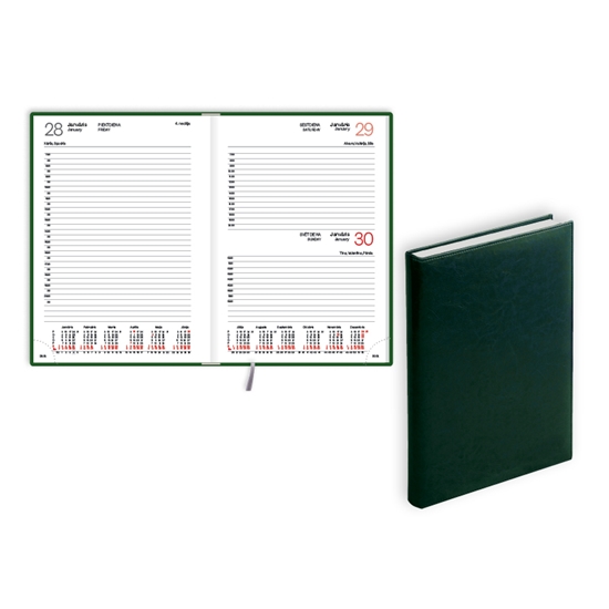 Изображение Plānotājs 2026.gadam EKO Manager A5, diena, mākslīgā āda, zaļš