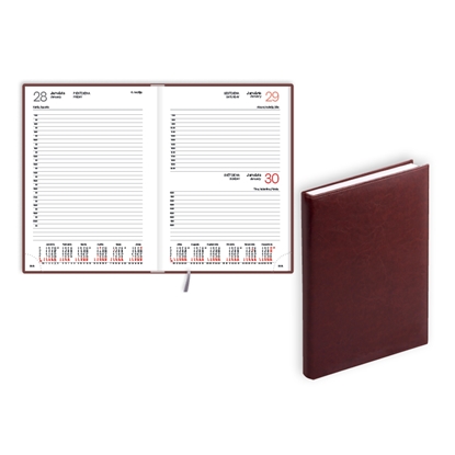 Изображение Plānotājs 2026.gadam EKO Manager A5, diena, mākslīgā āda,brūns