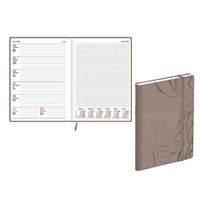 Изображение Plānotājs 2026.gadam EKO Quadro soft, A5, nedēļa, mākslīgā āda, zils