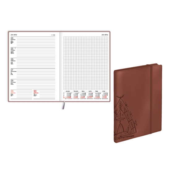 Изображение Plānotājs 2026.gadam EKO Quadro TREND, A5, nedēļa, chocolate bronze