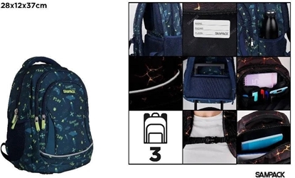 Picture of Plecak trzykomorowy Play granatowy 28x12x37cm