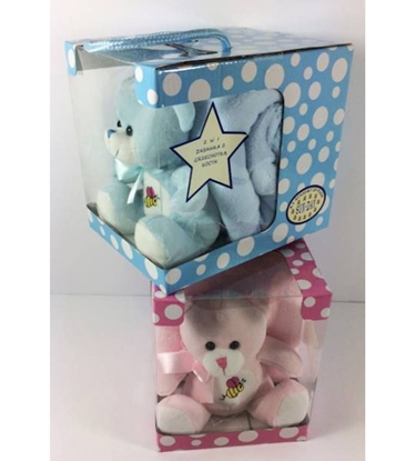 Attēls no Plīša lācis ar sedziņu 75x100 cm rozā/zīls 154606