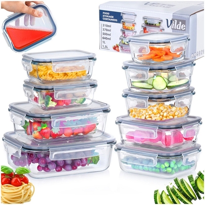 Picture of Pojemniki na ywno szklane z pokrywk i uszczelk 9 szt.