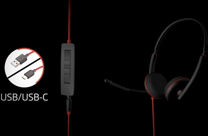 Picture of Poly Blackwire C3210 Zestaw suchawkowy Przewodowa Opaska na gow Biuro/centrum telefoniczne USB Type-C Czarny, Czerwony