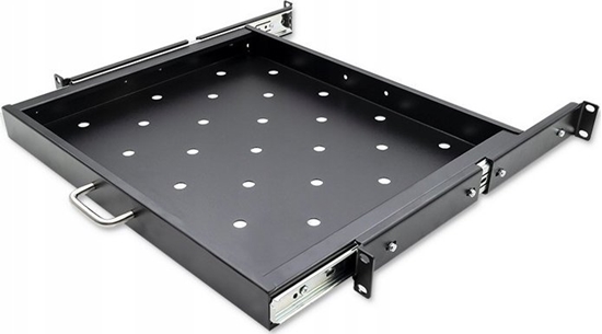 Изображение Qoltec Póka Qoltec do szafy RACK z uchwytem | 600*600 | Wysuwana | Czarna