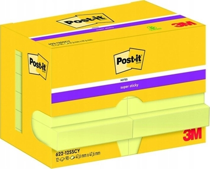 Attēls no Post-It 3M Karteczki samoprzylepne POST-IT® Super Sticky (622-12SSCY-EU), 47,6x47,6 mm, 12x90 kart., óte