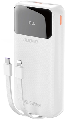 Attēls no Powerbank Dudao K15Pro 20000mAh 22.5W PD USB-C / USB-A / wbudowane kable Lightning, USB-C biay