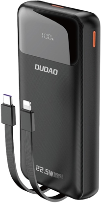 Attēls no Powerbank Dudao K15Pro 20000mAh 22.5W PD USB-C / USB-A / wbudowane kable Lightning, USB-C czarny