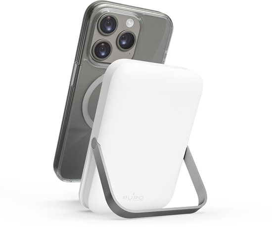 Изображение PURO Stand Power Mag, 5000 mAh, Lithium Polymer (LiPo), Wireless charging, 5 V, Silver, White