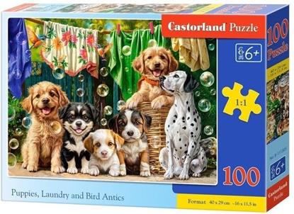 Picture of Puzzle 100 Puppies, Laundry and Bird Antics CASTOR