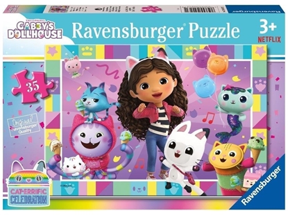 Attēls no Puzzle dla dzieci 2D: Koci Domek Gabi 35el