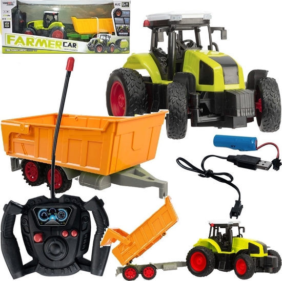 Picture of Qulki DUY TRAKTOR ZDALNIE STEROWANY Z PRZYCZEP RC CIGNIK 39cm adowanie USB