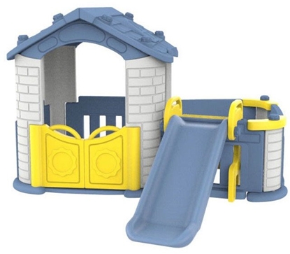 Picture of Ramiz Duy Domek ogrodowy 5w1 dla dzieci + Zjedalnia + Koszykówka + Ogródek + Stolik + 2 Krzeseka Niebieski Dach