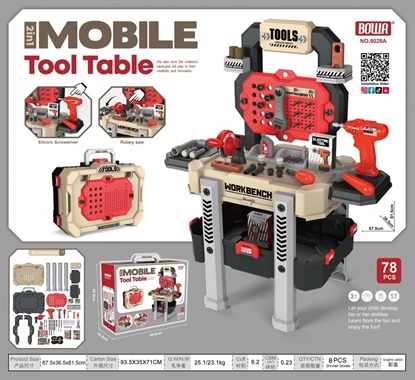 Изображение Ramiz Warsztat z narzdziami dla dzieci 3+ Zestaw majsterkowicza 2w1 Walizka + stojak Czerwony