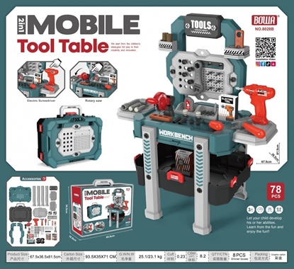Изображение Ramiz Warsztat z narzdziami dla dzieci 3+ Zestaw majsterkowicza 2w1 Walizka + stojak Niebieski
