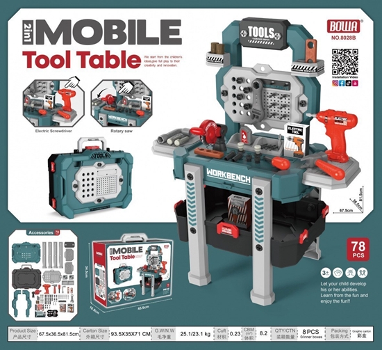 Изображение Ramiz Warsztat z narzdziami dla dzieci 3+ Zestaw majsterkowicza 2w1 Walizka + stojak Niebieski