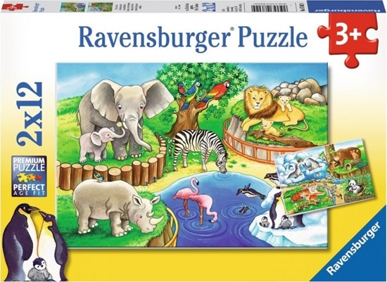 Изображение Ravensburger Puzzle 2x12el. Zwierzta w ZOO 076024 RAVENSBURGER