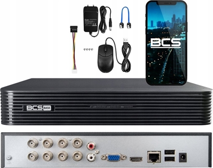 Attēls no Rejestrator BCS REJESTRATOR AHD, HD-CVI, HD-TVI, CVBS, TCP/IP BCS-B-XVR0801(2.0) 8 KANAÓW BCS BASIC