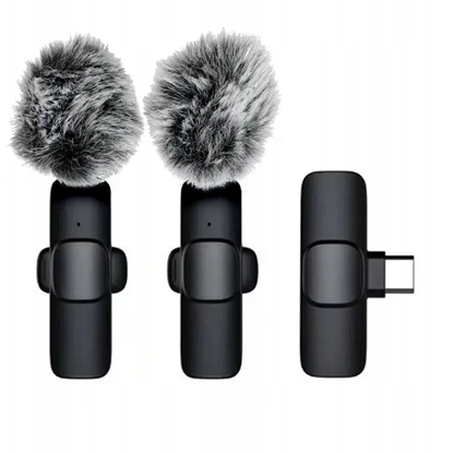 Изображение Riff K1 bezvadu piespraužams mikrofons C tipa dubultais ar gariem matiem (2 komplektā)