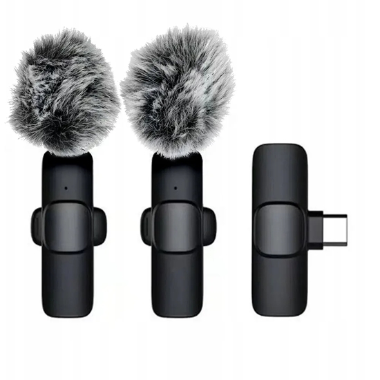 Изображение Riff K1 bezvadu piespraužams mikrofons C tipa dubultais ar gariem matiem (2 komplektā)