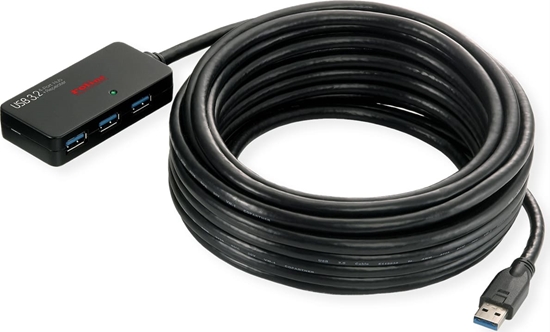 Изображение Roline USB 3.2 Gen 1 Hub, 4 Ports, with Repeater, black, 10 m