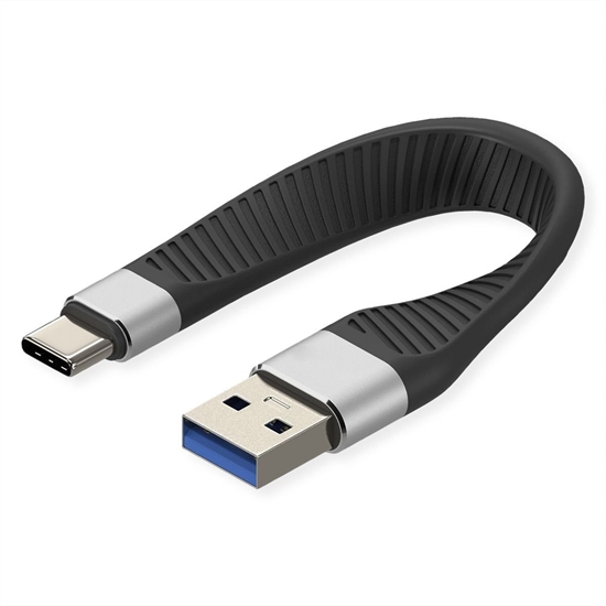 Picture of Roline USB 3.2 Gen 2 Silicone Cable, C-A, M/M, black, 11 cm