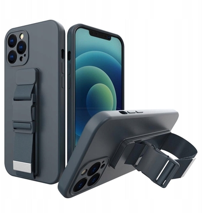 Picture of Rope Case silikonowe etui ze smycz torebka smycz pasek do Xiaomi Poco M4 Pro 5G granatowy