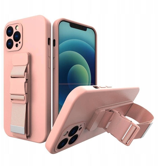 Picture of Rope Case silikonowe etui ze smycz torebka smycz pasek do Xiaomi Poco M4 Pro 5G róowy