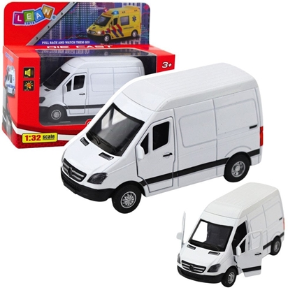 Attēls no Samochód Dostawczy Metalowy Z Napdem Pull Back wiata Dwiki Biay 1:32 LEAN Toys