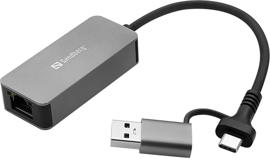 Picture of Sandberg 136-68 USB-C/A 2.5 GbE RJ45 Adapter, 2.5 Gigabit Ethernet on USB-C