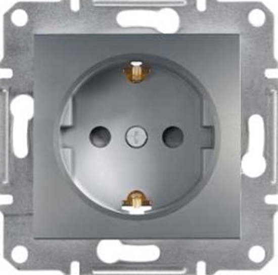 Picture of Schneider Electric Gniazdo instalacyjne Asfora pojedyncze schuko z przesonami antracyt (EPH2900271)