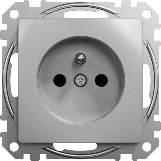 Изображение Schneider Electric Sedna Design, Gniazdo 2P+PE z przesonami, srebrne aluminium