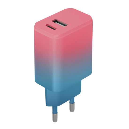 Изображение Setty charger USB + USB-C 20W LSIG-AC-20 pink-turq